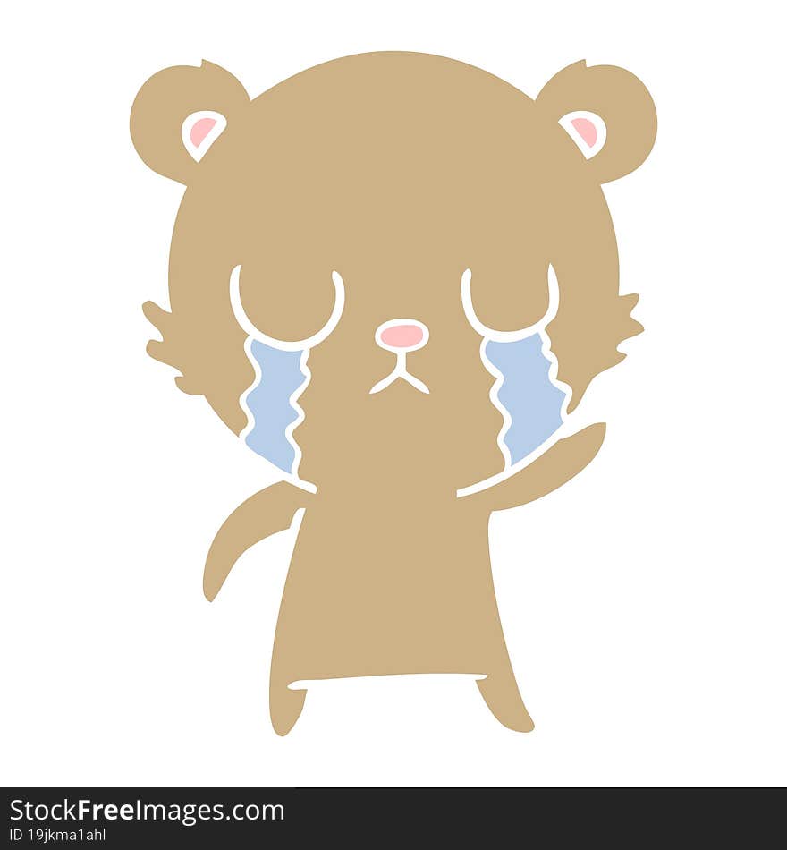 Crying Flat Color Style Cartoon Bear