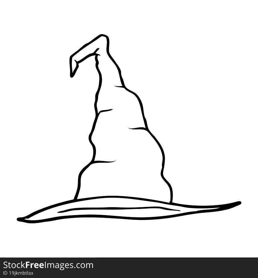 line drawing cartoon witch hat