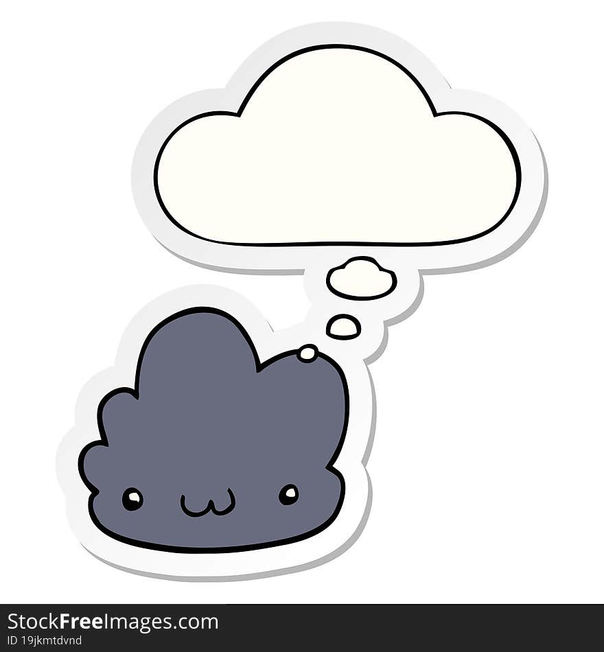 cute cartoon cloud and thought bubble as a printed sticker