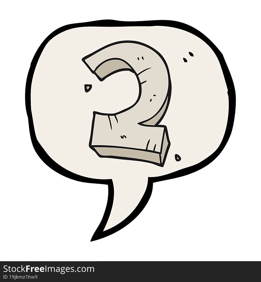 freehand drawn speech bubble cartoon stone number two