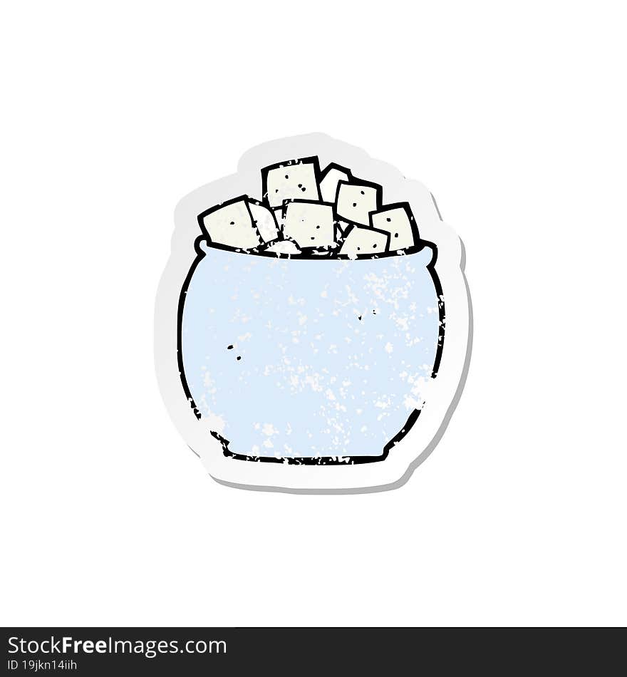 retro distressed sticker of a cartoon sugar cubes