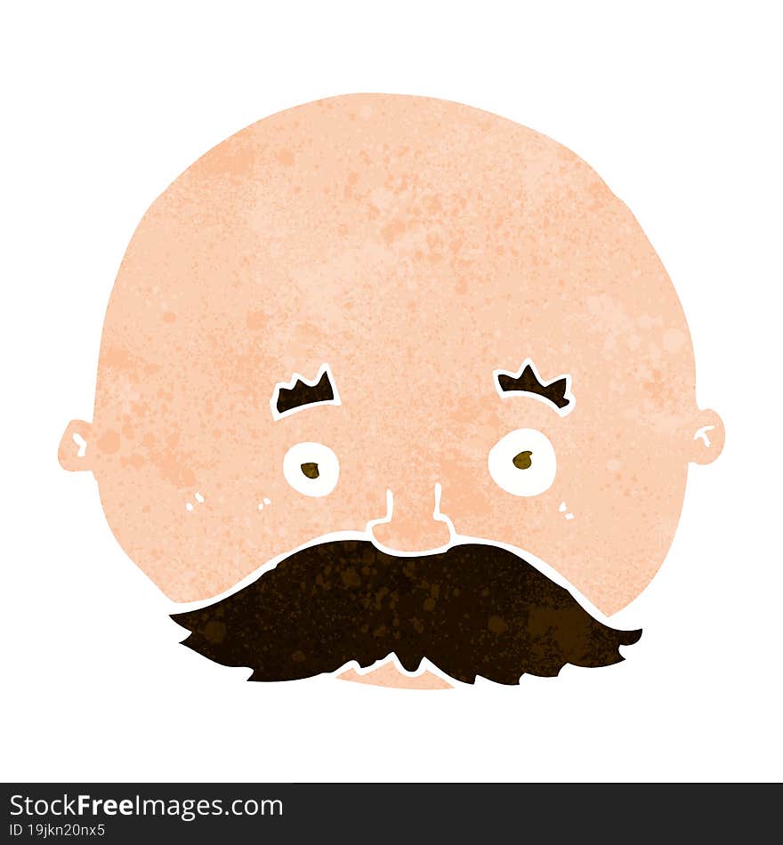 cartoon bald man with mustache