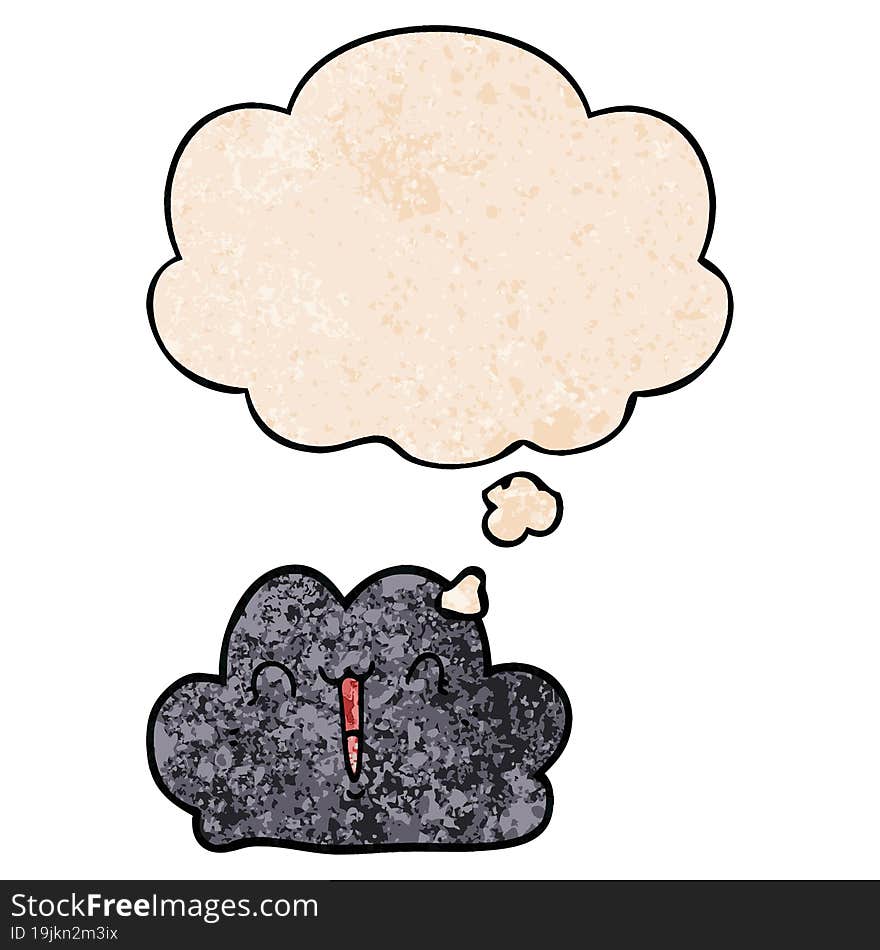 cute cartoon cloud and thought bubble in grunge texture pattern style