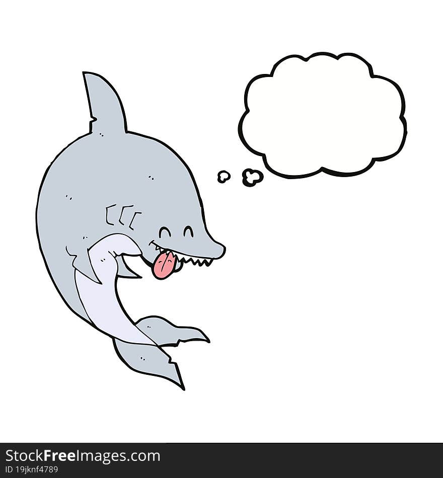 funny cartoon shark with thought bubble