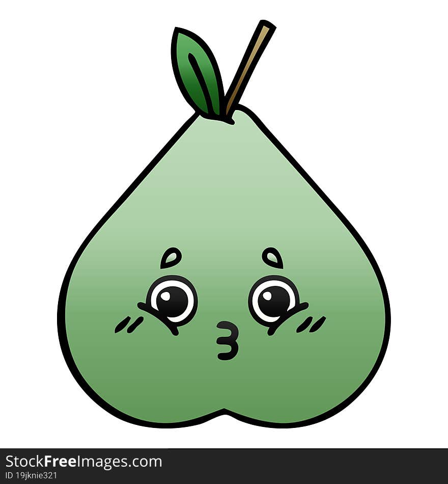 gradient shaded cartoon of a green pear