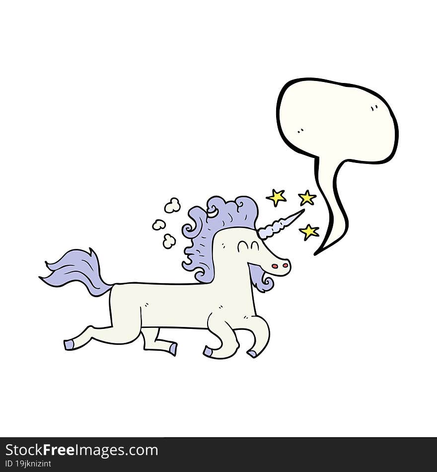 Speech Bubble Cartoon Unicorn