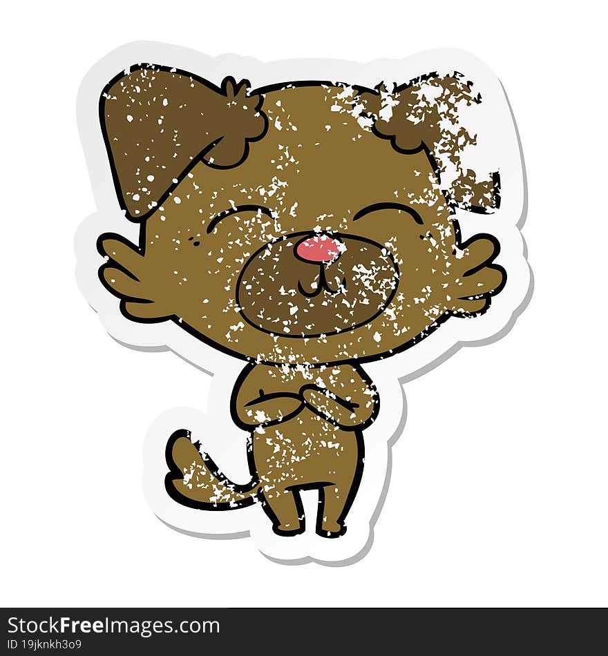 distressed sticker of a cartoon dog