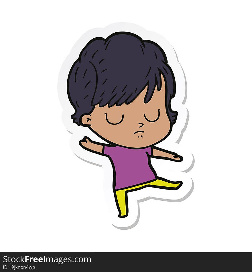 sticker of a cartoon woman