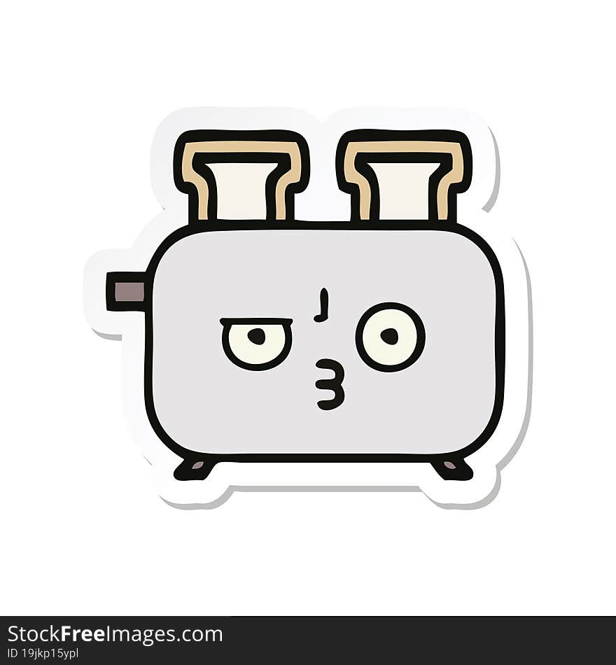 sticker of a cute cartoon of a toaster