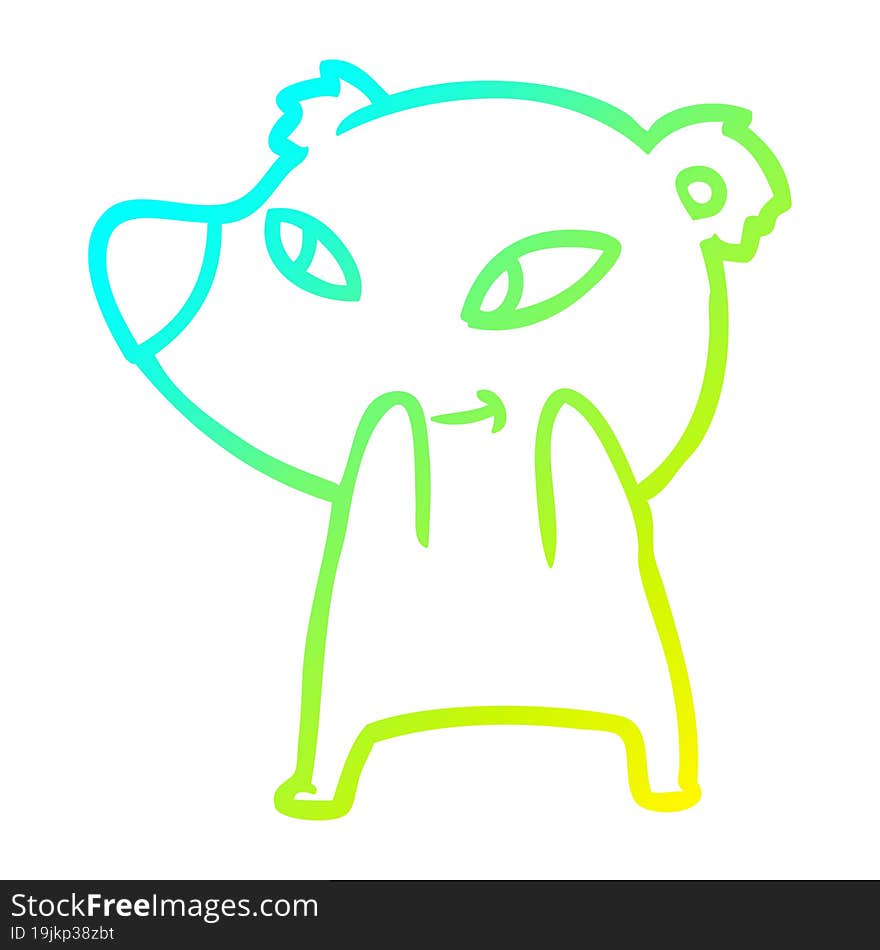 cold gradient line drawing cute cartoon bear