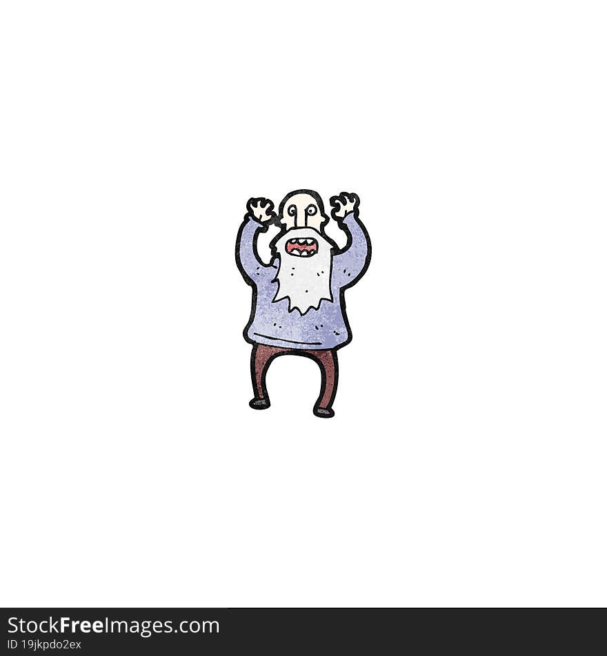 cartoon frightened old man