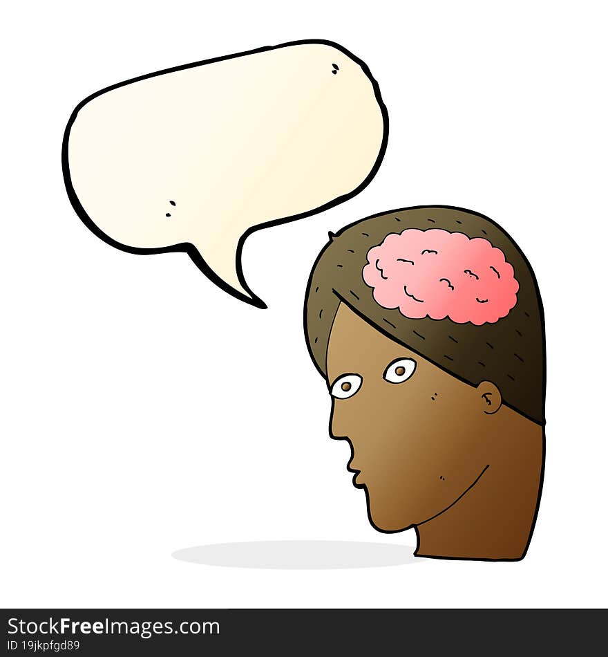 cartoon head with brain symbol with speech bubble