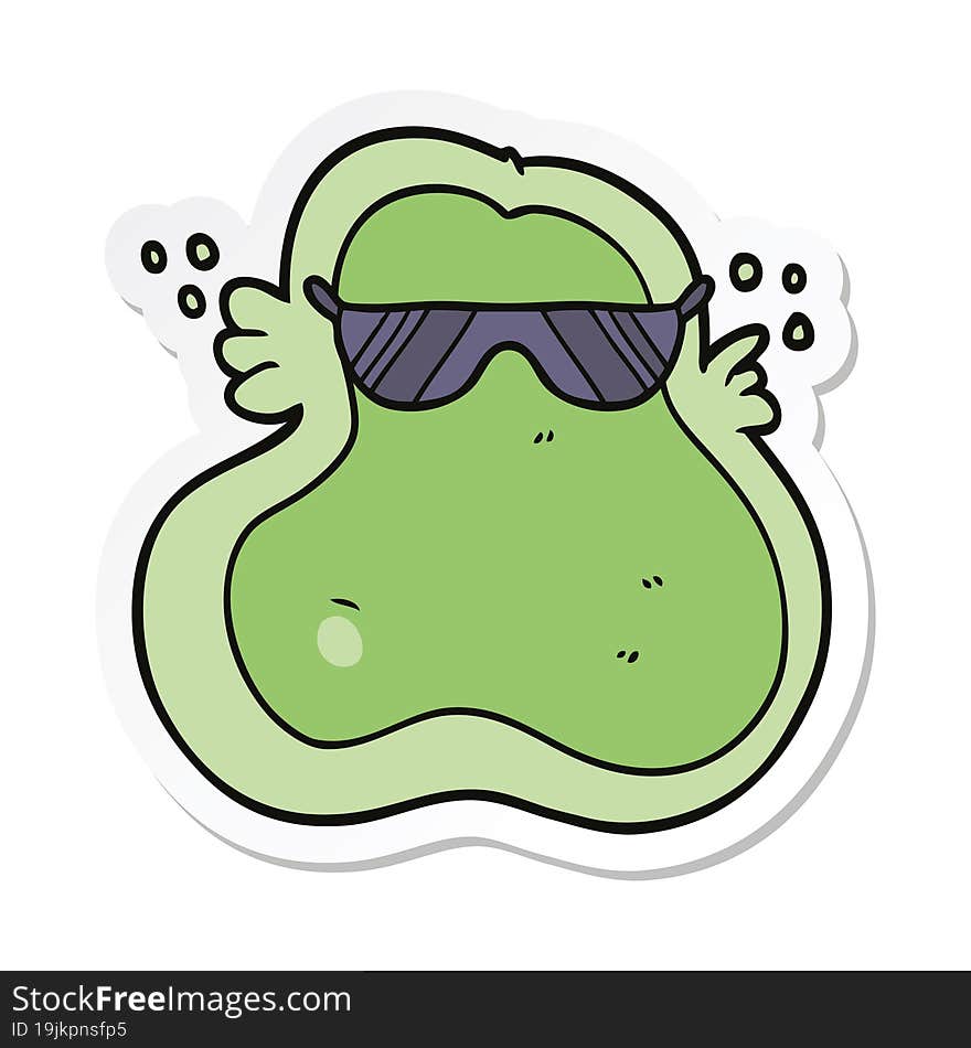 sticker of a cool cartoon amoeba