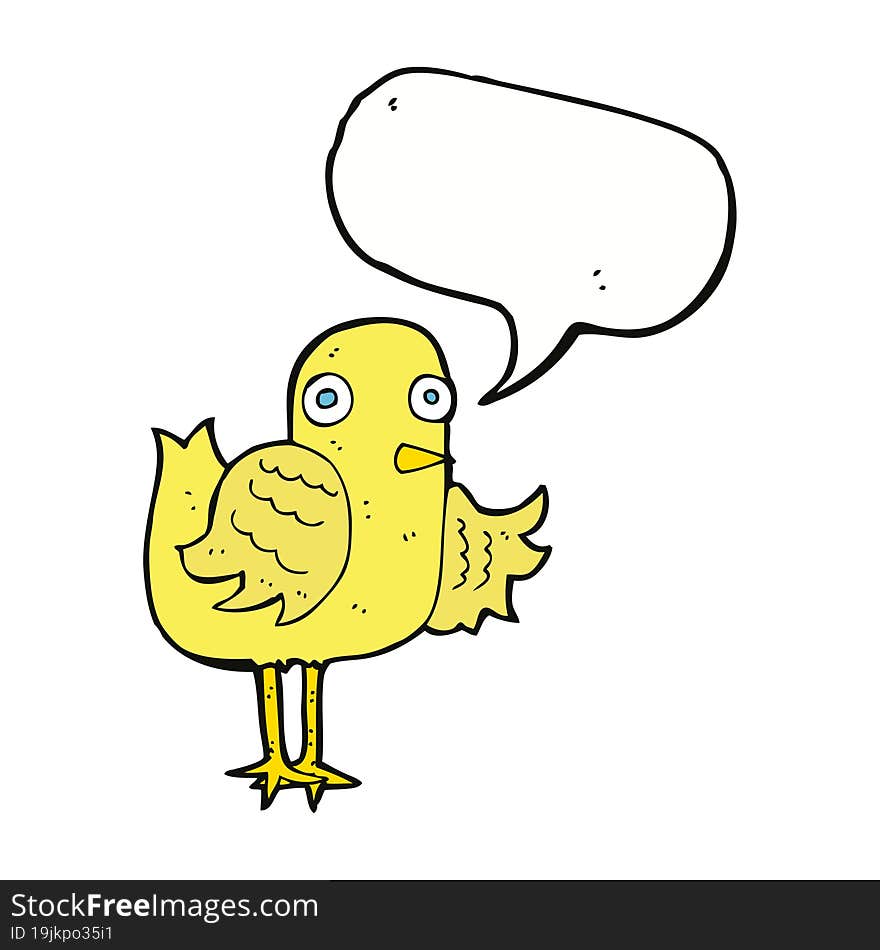 cartoon bird waving wing with speech bubble