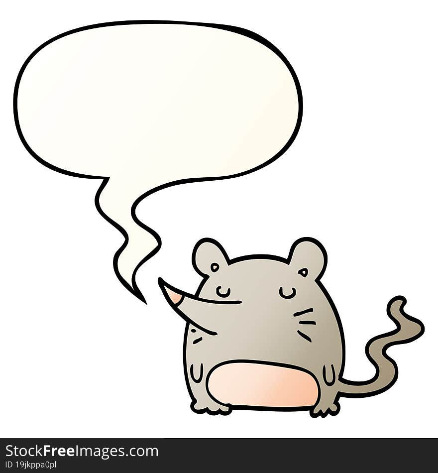 cartoon mouse with speech bubble in smooth gradient style