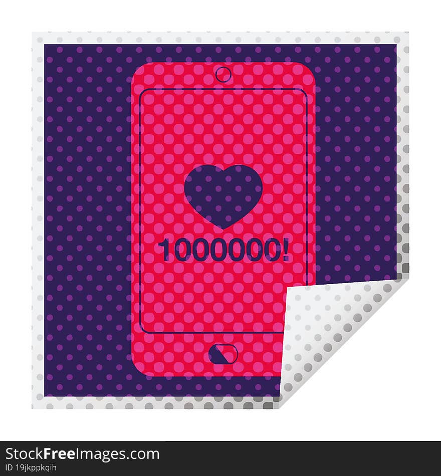 Mobile Phone Showing 1000000 Likes Square Peeling Sticker