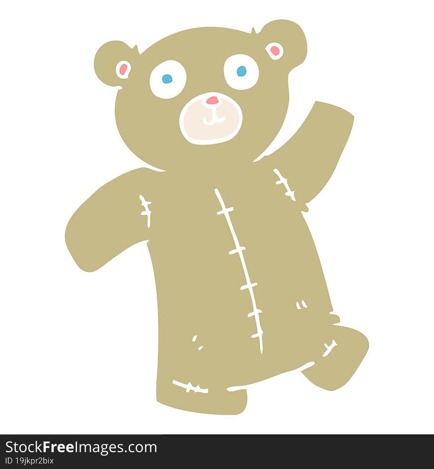 flat color illustration of a cartoon teddy bear