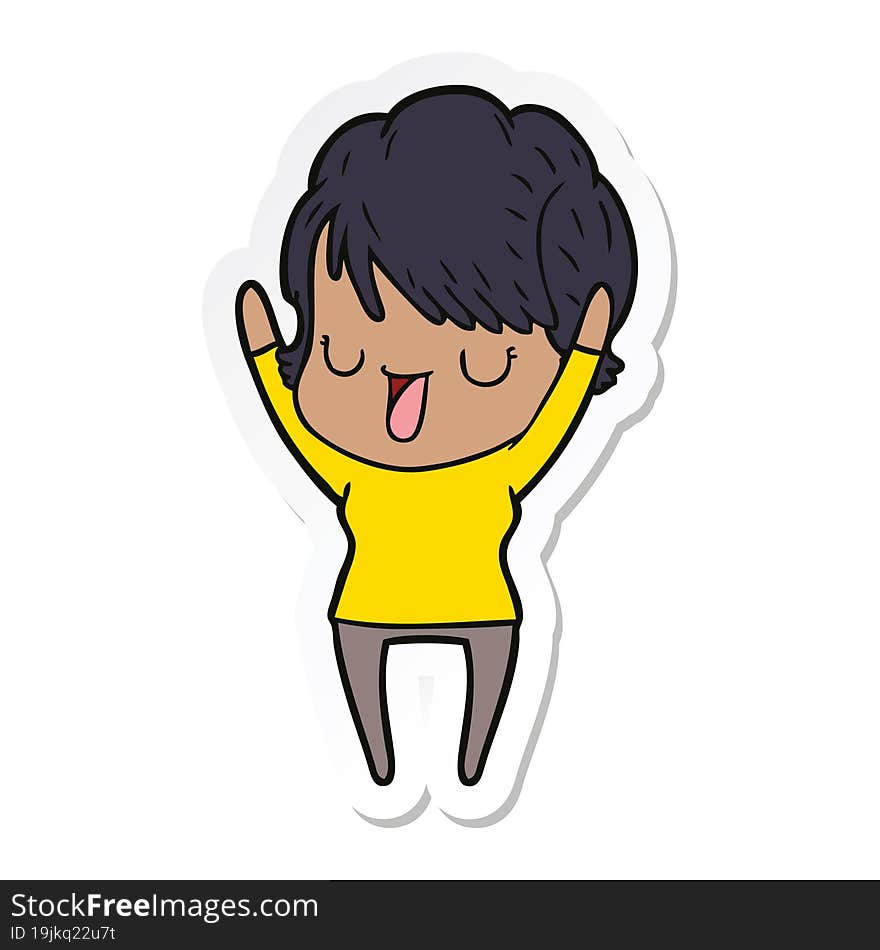 Sticker Of A Cartoon Woman Talking