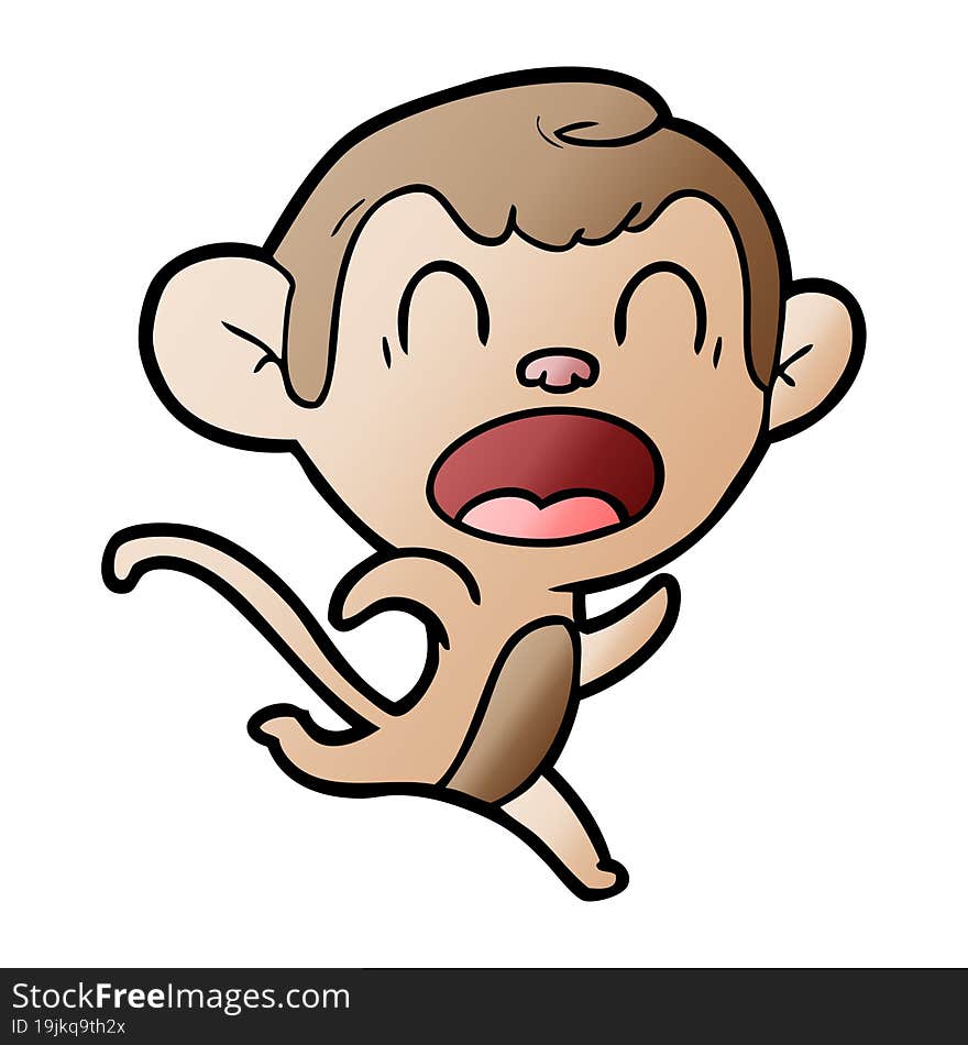 shouting cartoon monkey running. shouting cartoon monkey running