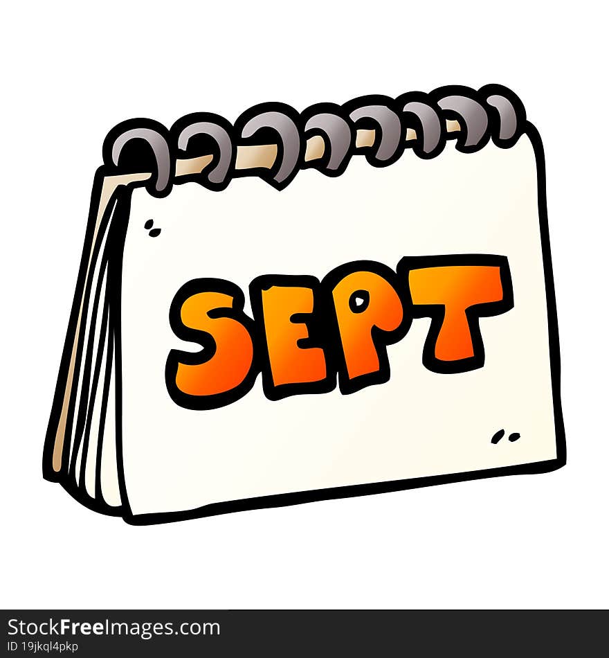 cartoon doodle calendar showing month of september