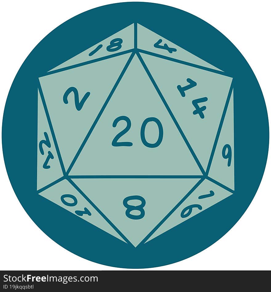 Natural 20 D20 Dice Roll Illustration