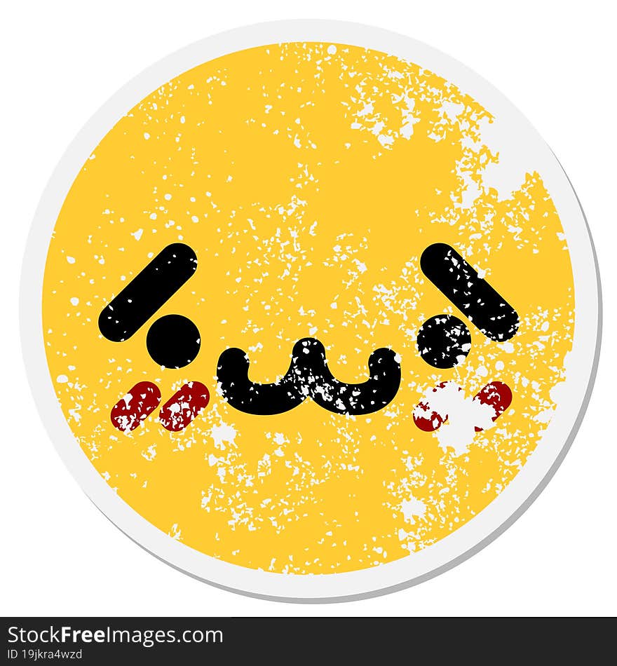 shy animal face circular sticker