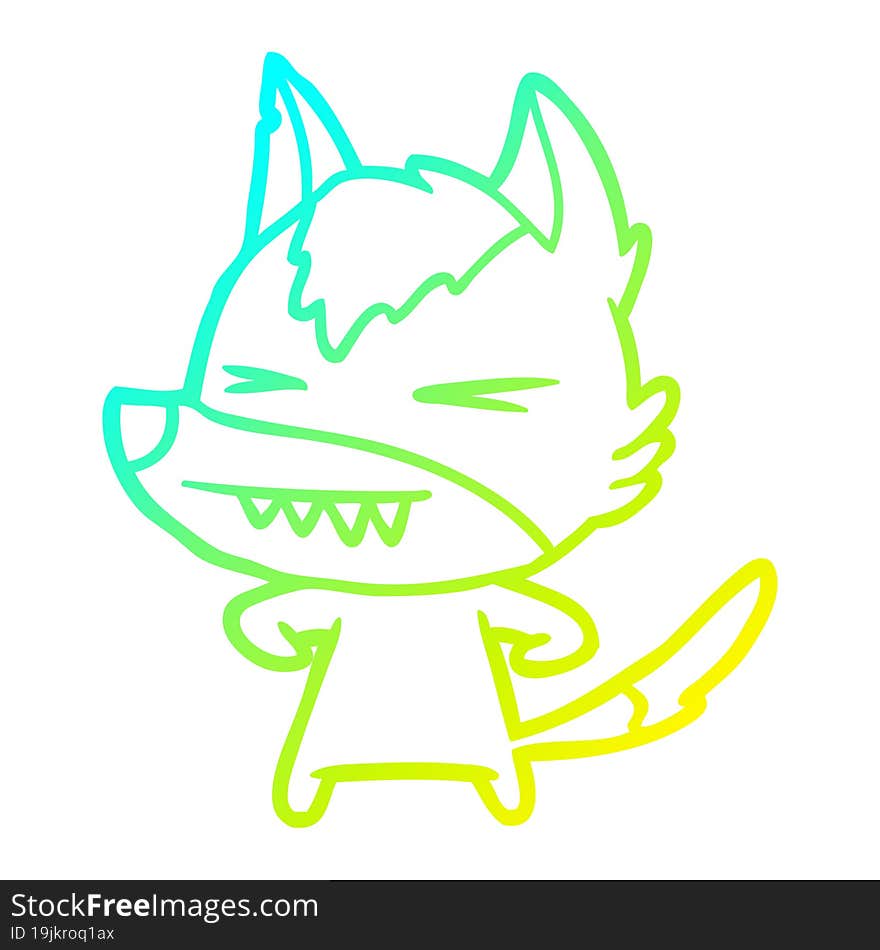 cold gradient line drawing angry wolf cartoon