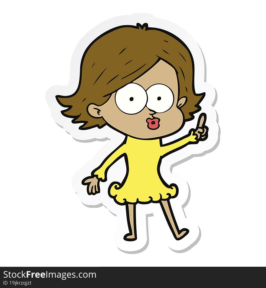 Sticker Of A Cartoon Girl Pouting