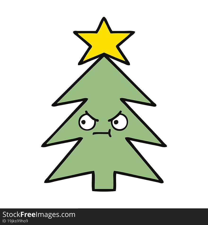 cute cartoon of a christmas tree. cute cartoon of a christmas tree