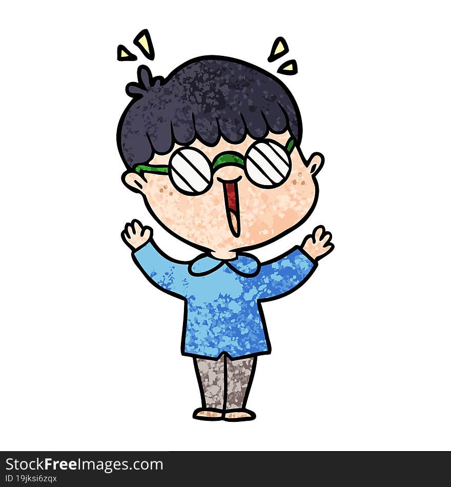 cartoon boy wearing spectacles. cartoon boy wearing spectacles