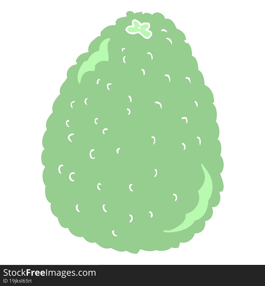 Flat Color Illustration Of A Cartoon Avocado