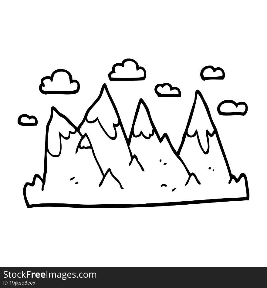 line drawing cartoon mountain range