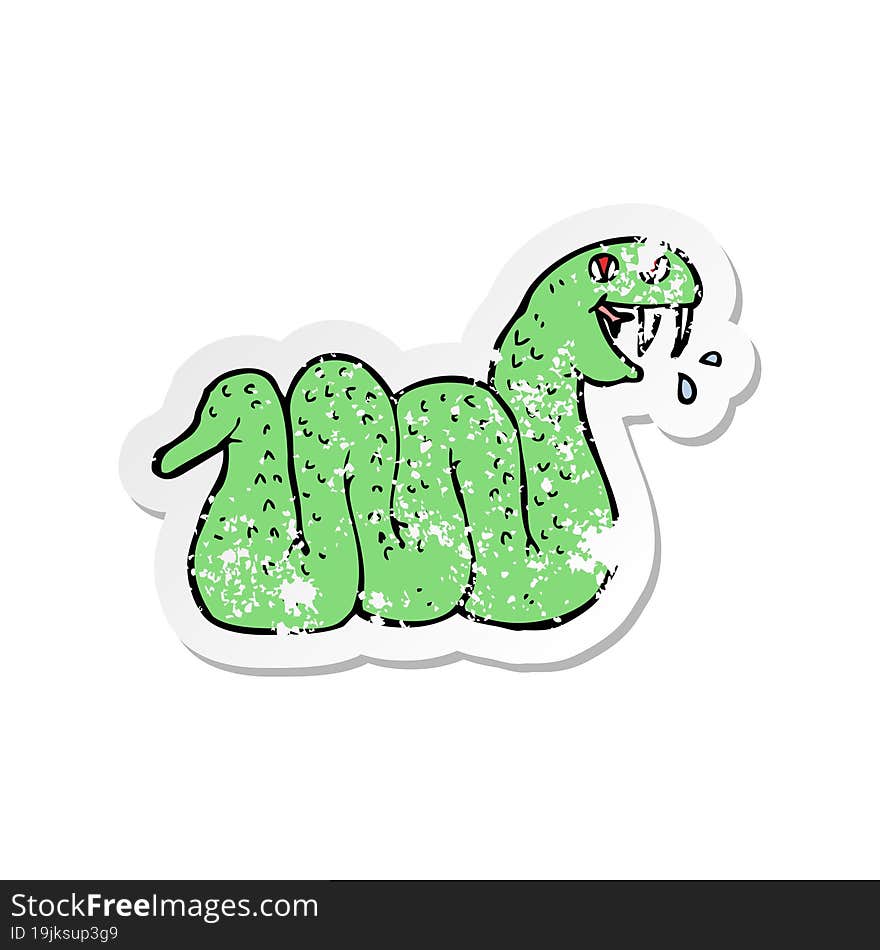 retro distressed sticker of a cartoon snake