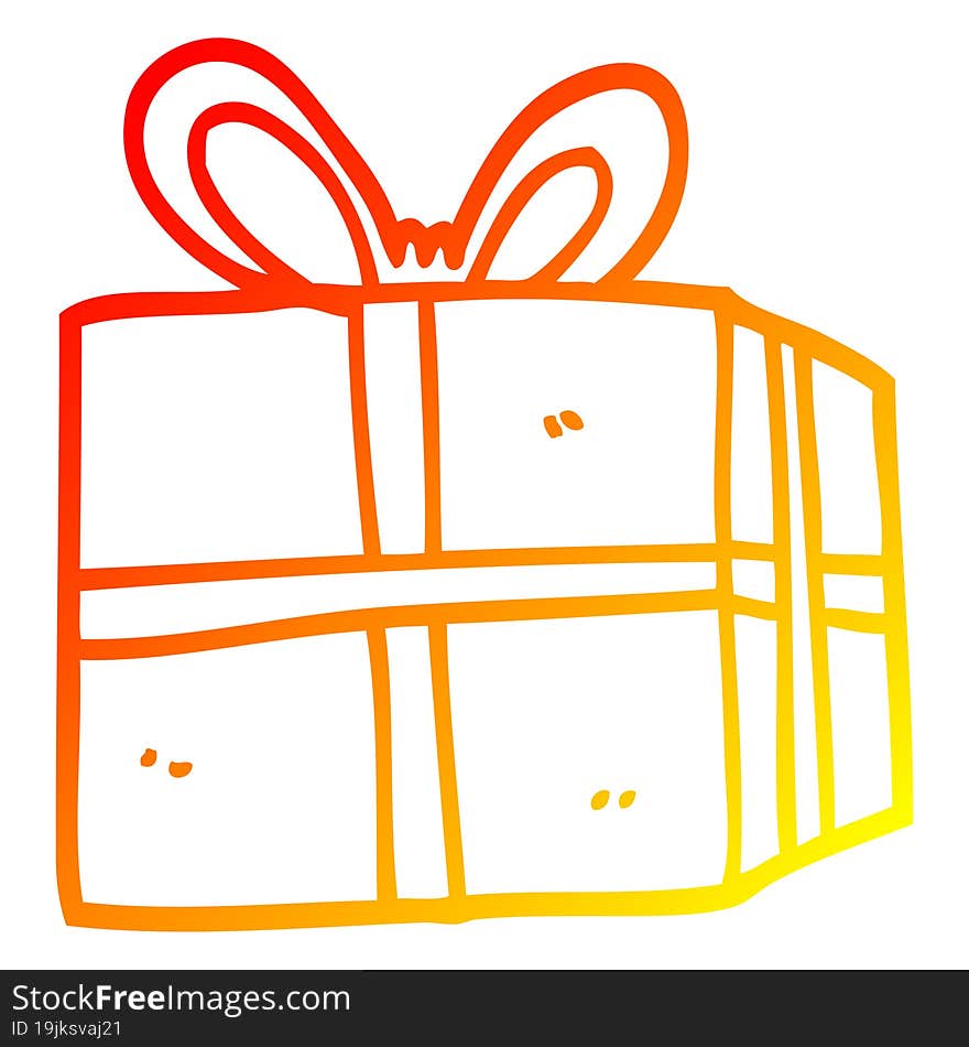 warm gradient line drawing of a cartoon wrapped present