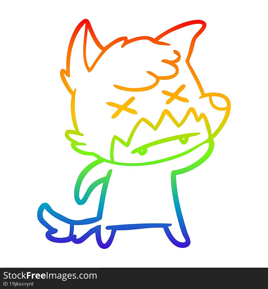 rainbow gradient line drawing cartoon dead fox