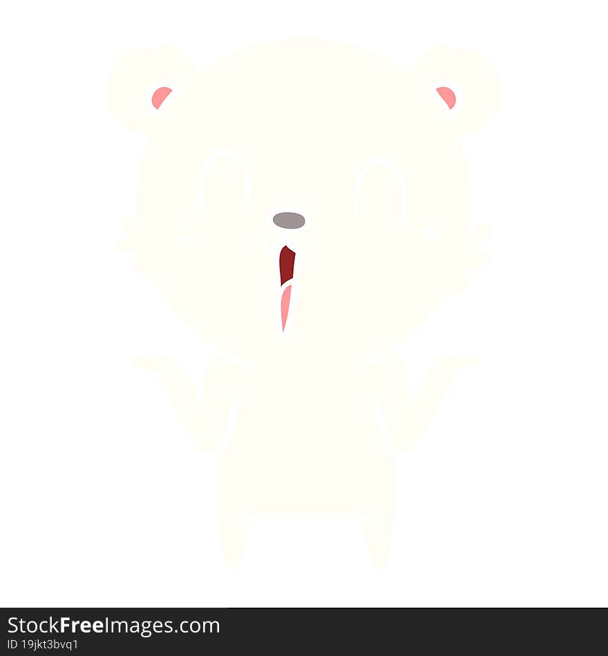 Happy Flat Color Style Cartoon Polar Bear With No Worries