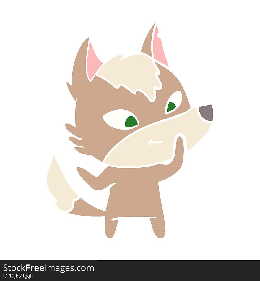 Friendly Flat Color Style Cartoon Wolf