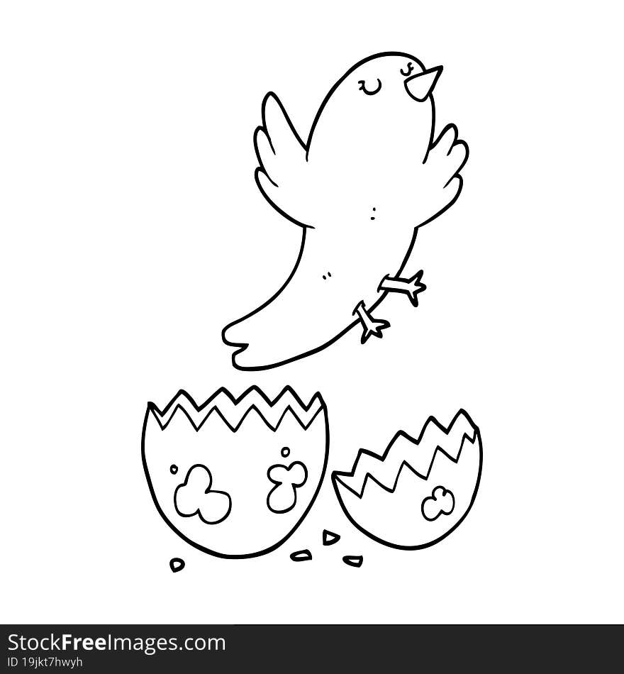 cartoon bird hatching from egg