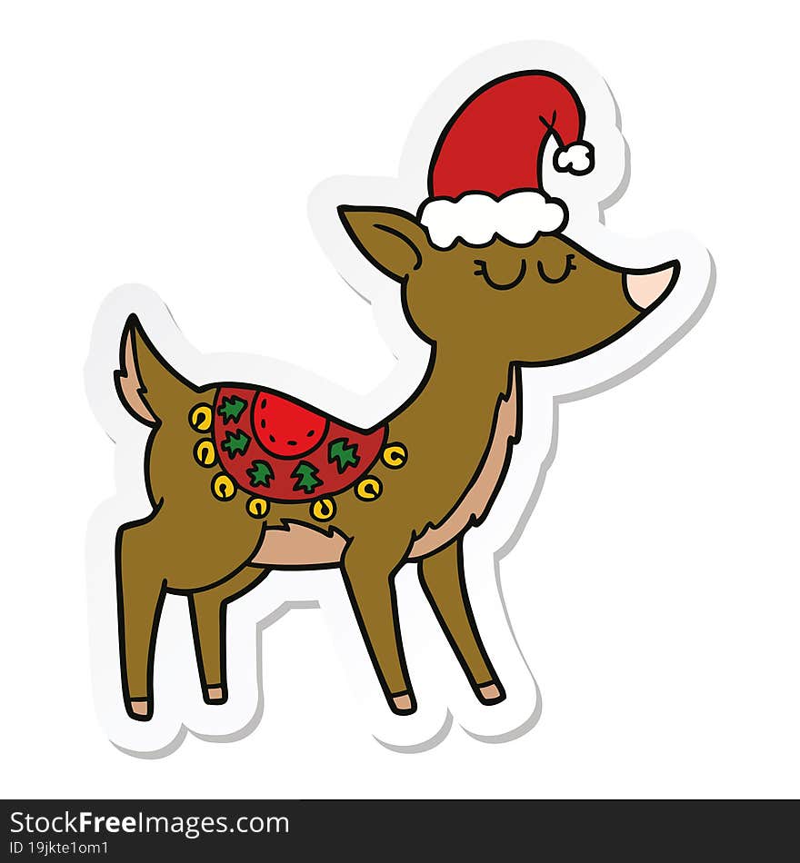 Sticker Of A Cartoon Reindeer