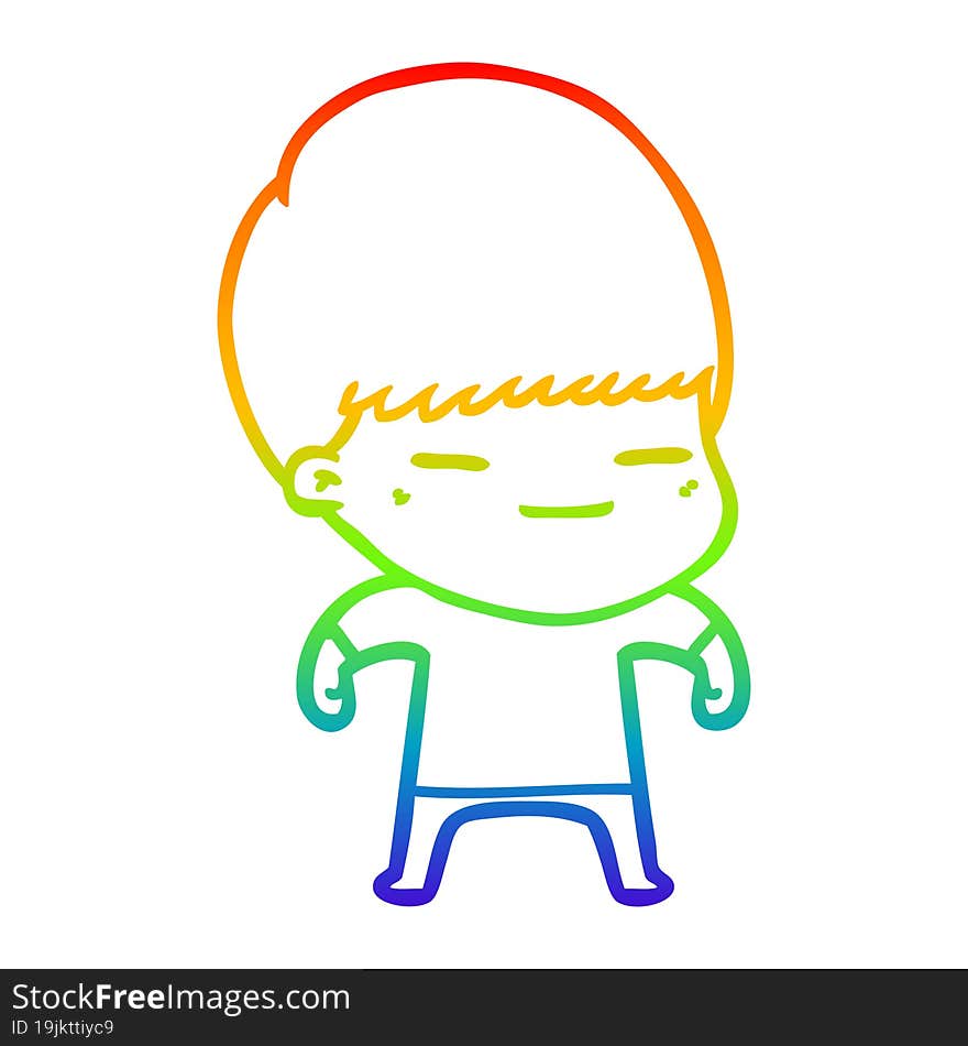 rainbow gradient line drawing cartoon smug boy