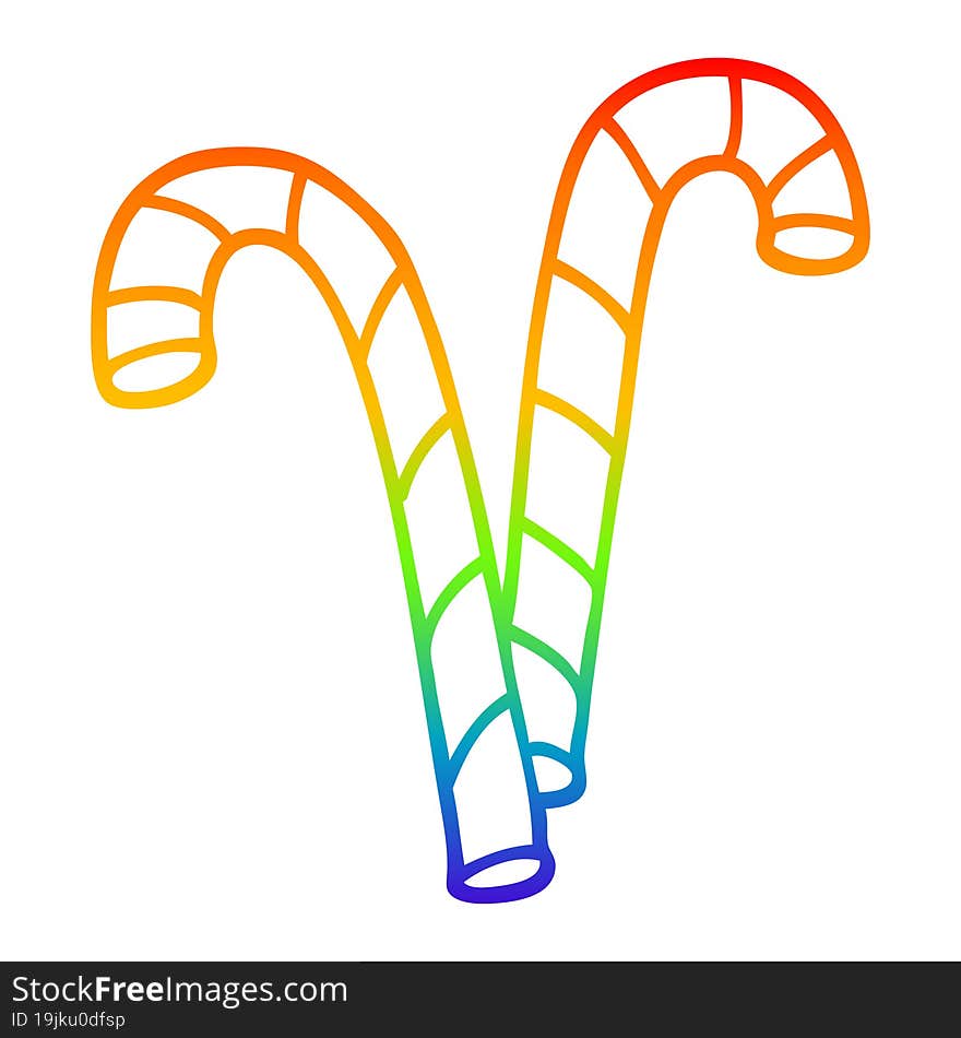 rainbow gradient line drawing cartoon xmas candy cane