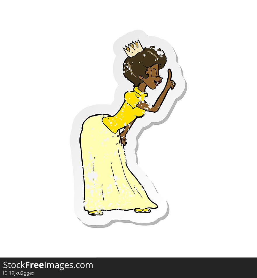 retro distressed sticker of a cartoon princess