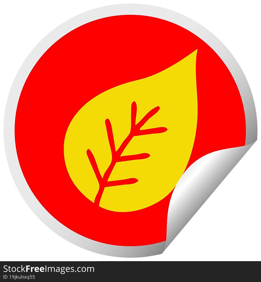 circular peeling sticker cartoon autumn leaf