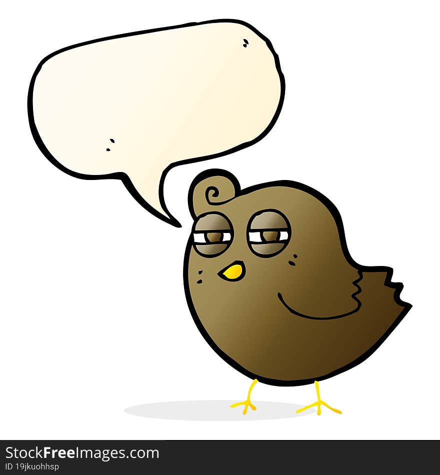 funny cartoon bird with speech bubble