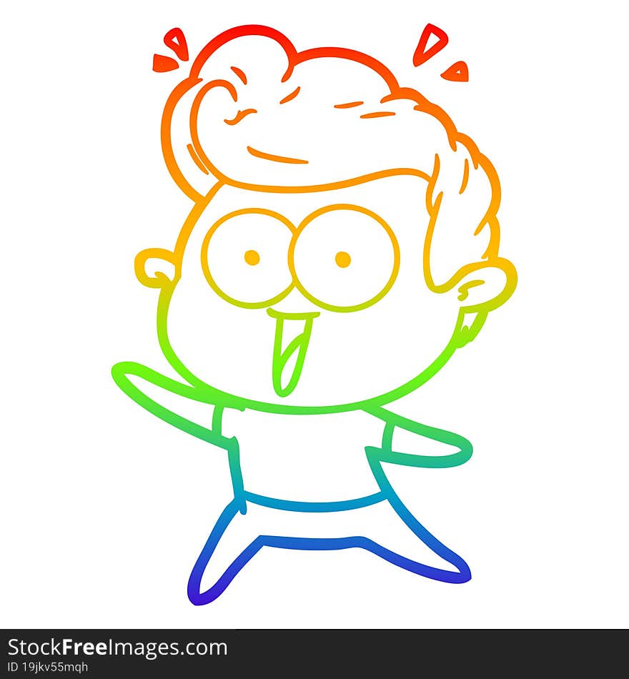 rainbow gradient line drawing cartoon excited man