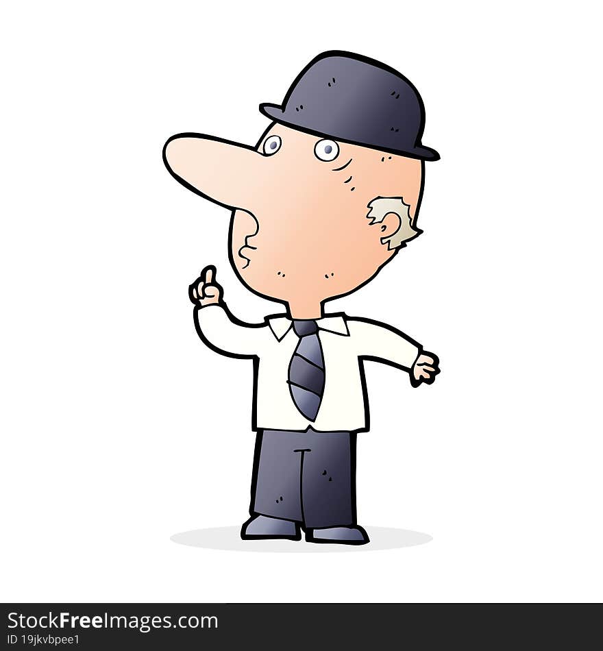 cartoon man wearing bowler hat