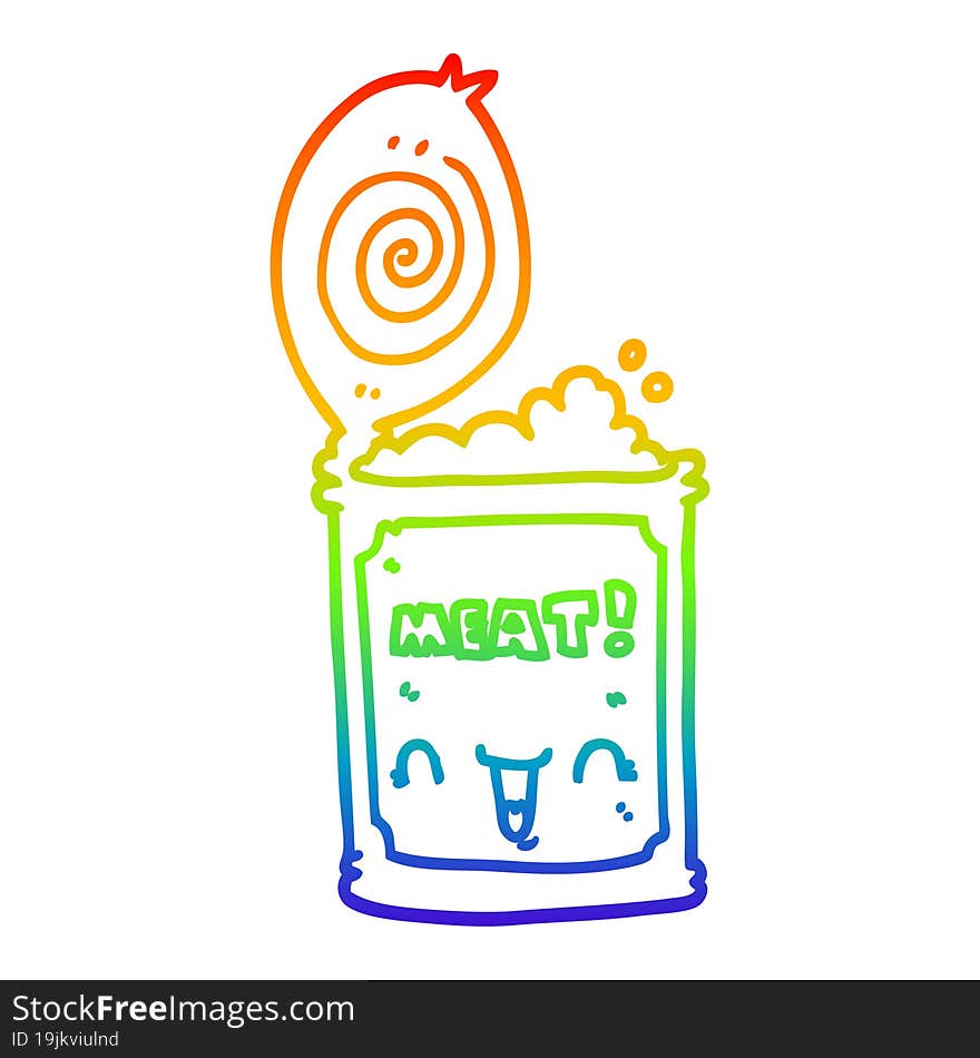 rainbow gradient line drawing cartoon canned meat