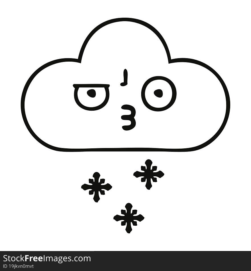 line drawing cartoon storm snow cloud