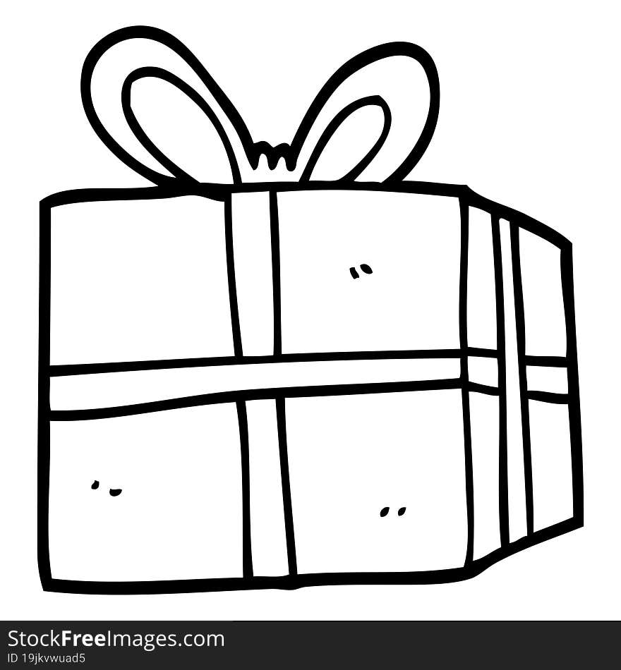 line drawing cartoon wrapped present