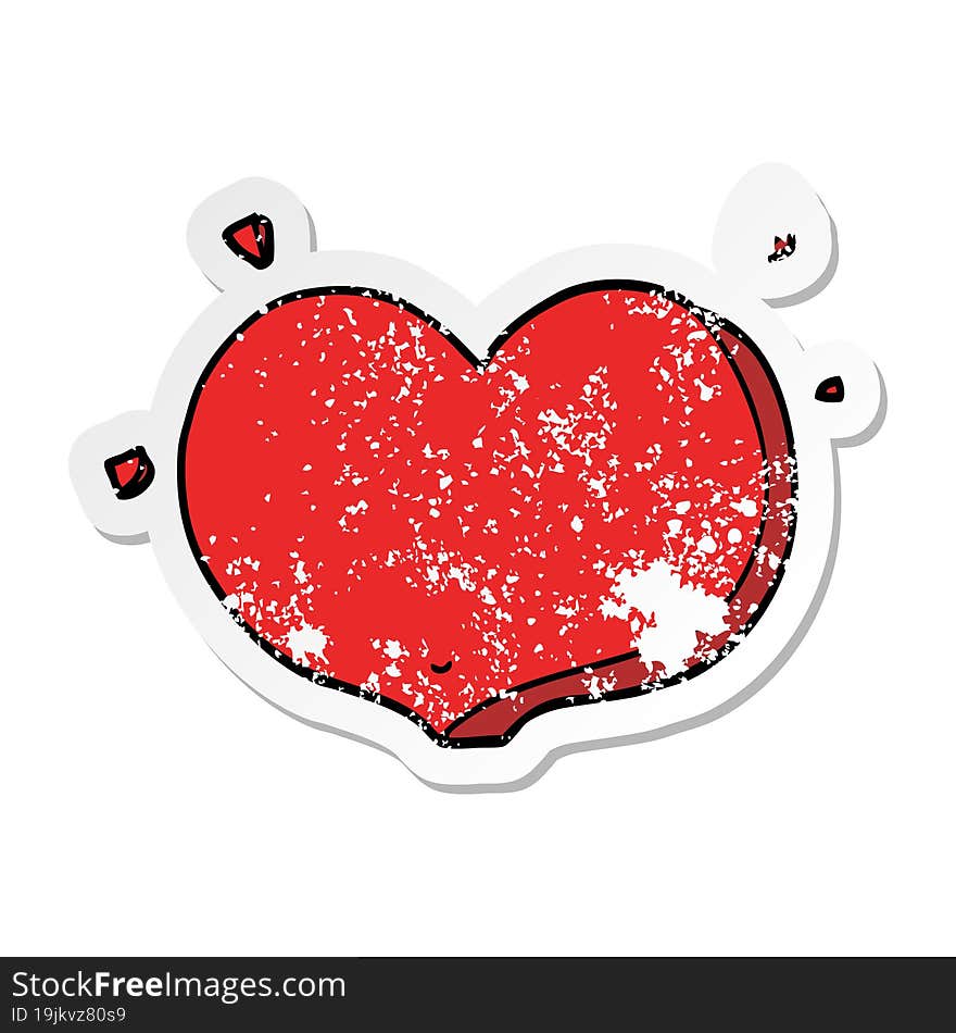 Distressed Sticker Of A Cartoon Love Heart